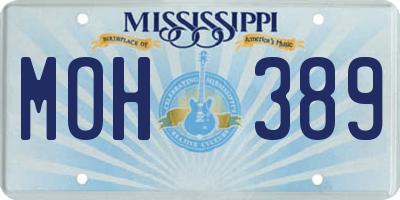 MS license plate MOH389