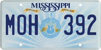 MS license plate MOH392