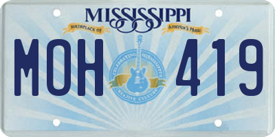MS license plate MOH419