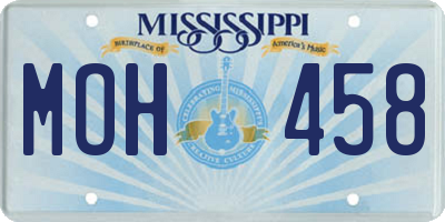 MS license plate MOH458