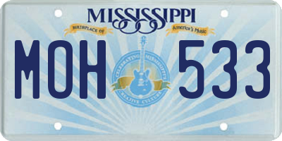 MS license plate MOH533