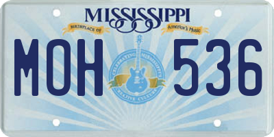 MS license plate MOH536