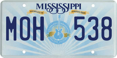 MS license plate MOH538