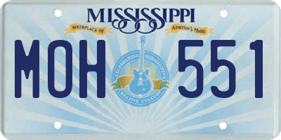 MS license plate MOH551