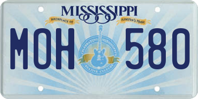 MS license plate MOH580