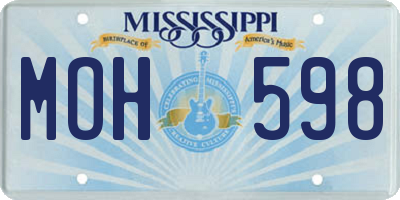 MS license plate MOH598
