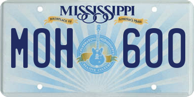 MS license plate MOH600