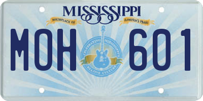 MS license plate MOH601