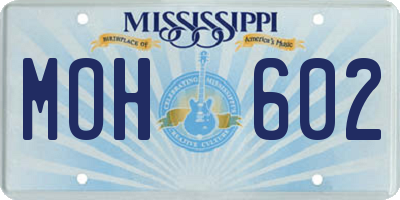 MS license plate MOH602