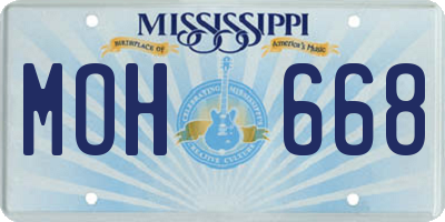 MS license plate MOH668