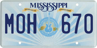 MS license plate MOH670