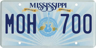 MS license plate MOH700