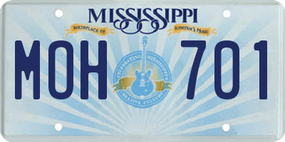 MS license plate MOH701