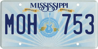MS license plate MOH753