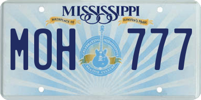 MS license plate MOH777