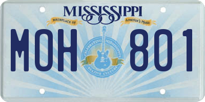 MS license plate MOH801