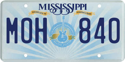 MS license plate MOH840