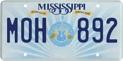 MS license plate MOH892