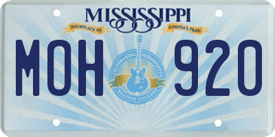 MS license plate MOH920