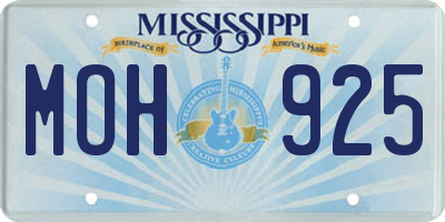 MS license plate MOH925