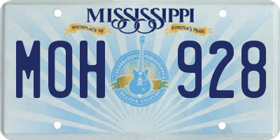 MS license plate MOH928