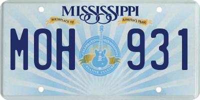 MS license plate MOH931