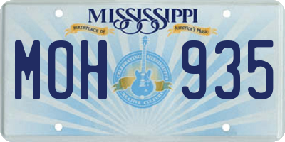 MS license plate MOH935