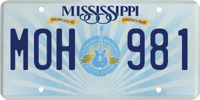 MS license plate MOH981