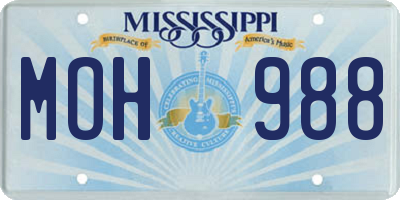 MS license plate MOH988