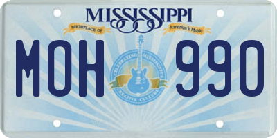 MS license plate MOH990