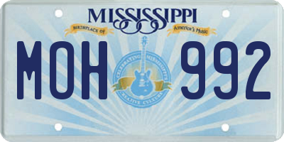 MS license plate MOH992