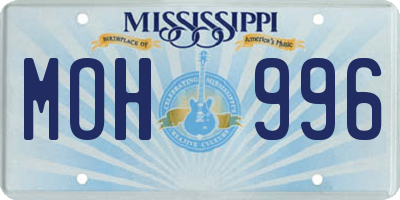 MS license plate MOH996