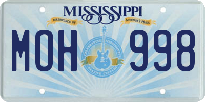 MS license plate MOH998