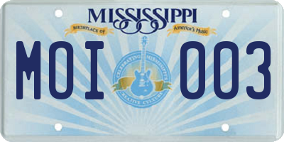 MS license plate MOI003
