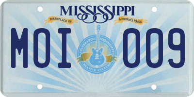 MS license plate MOI009