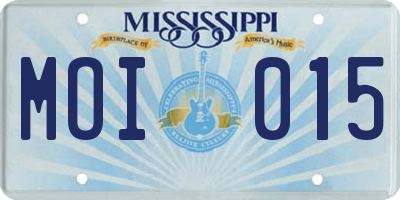MS license plate MOI015