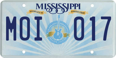 MS license plate MOI017