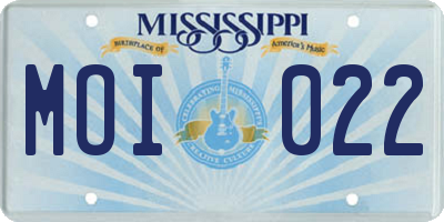MS license plate MOI022
