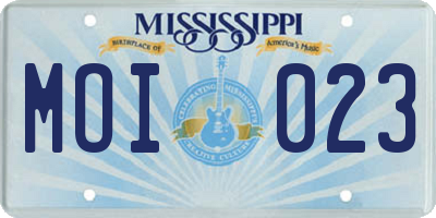 MS license plate MOI023