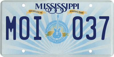 MS license plate MOI037