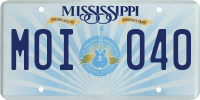 MS license plate MOI040