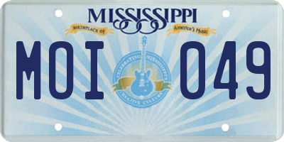 MS license plate MOI049