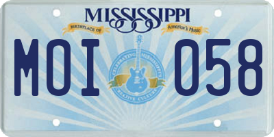 MS license plate MOI058
