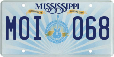 MS license plate MOI068