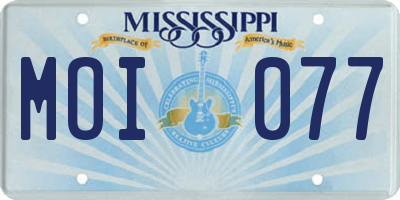 MS license plate MOI077