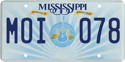 MS license plate MOI078
