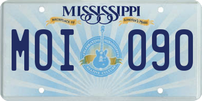 MS license plate MOI090