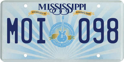 MS license plate MOI098