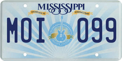 MS license plate MOI099