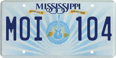 MS license plate MOI104